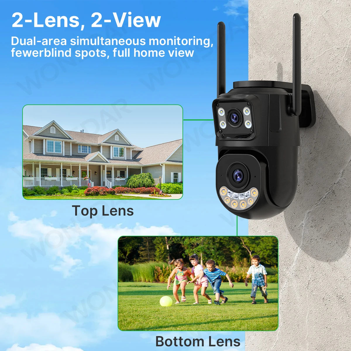 External Wifi PTZ Camera Dual Lens 2.4Ghz&5Ghz Wifi Outdoor IP Camera Auto Tracking Security Protection CCTV Surveillance Icsee