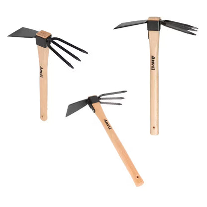 14-2/5 In. Wood Handle Digging Hoe/Cultivator Combo