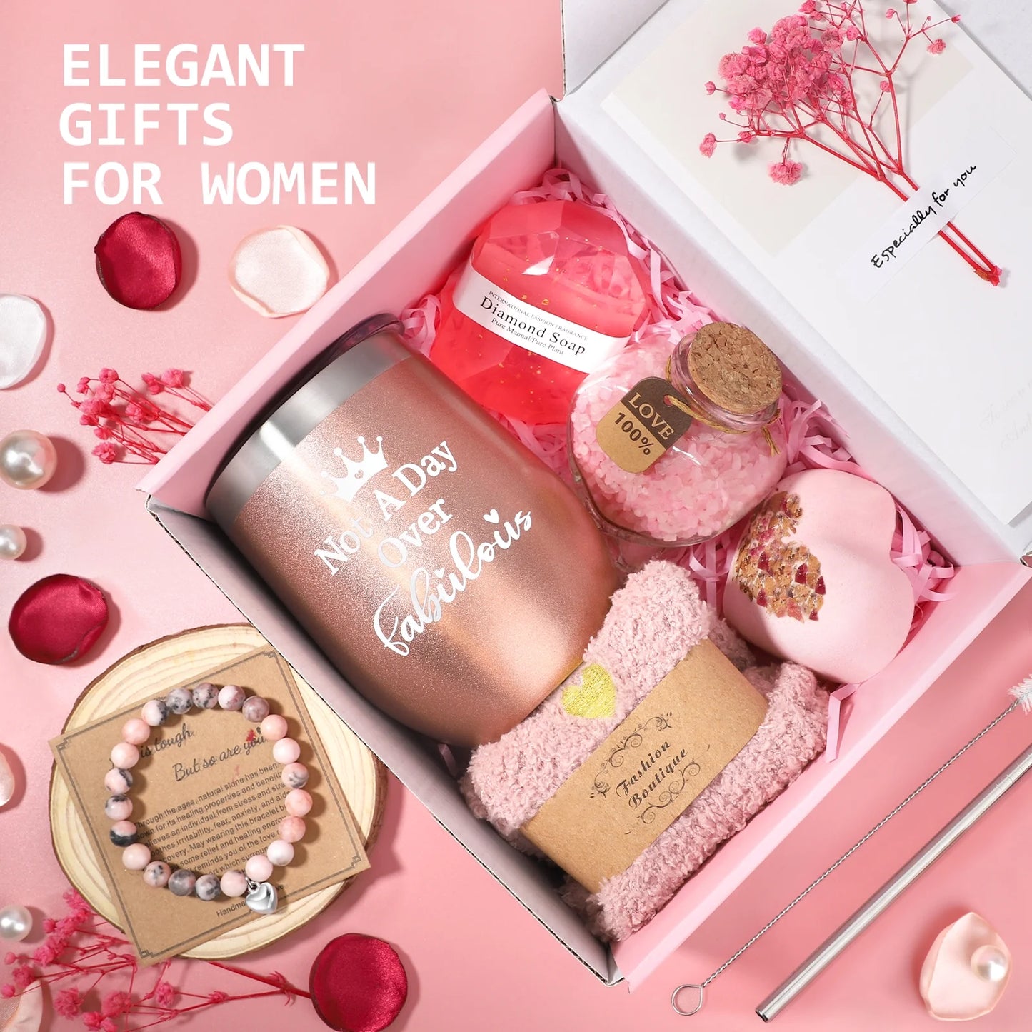 Mothers Day Gifts Baskets, Holiday Gifts for Mom Women, 10 Pack, Pink