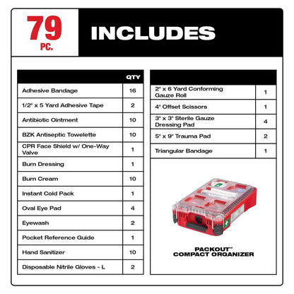 Class a Type 3 Compact Packout First Aid Kit (79-Piece)