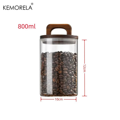 SealNest™ Glass Storage Jar with Wooden Lid – Airtight Kitchen Canister for Coffee, Tea, Spices & More